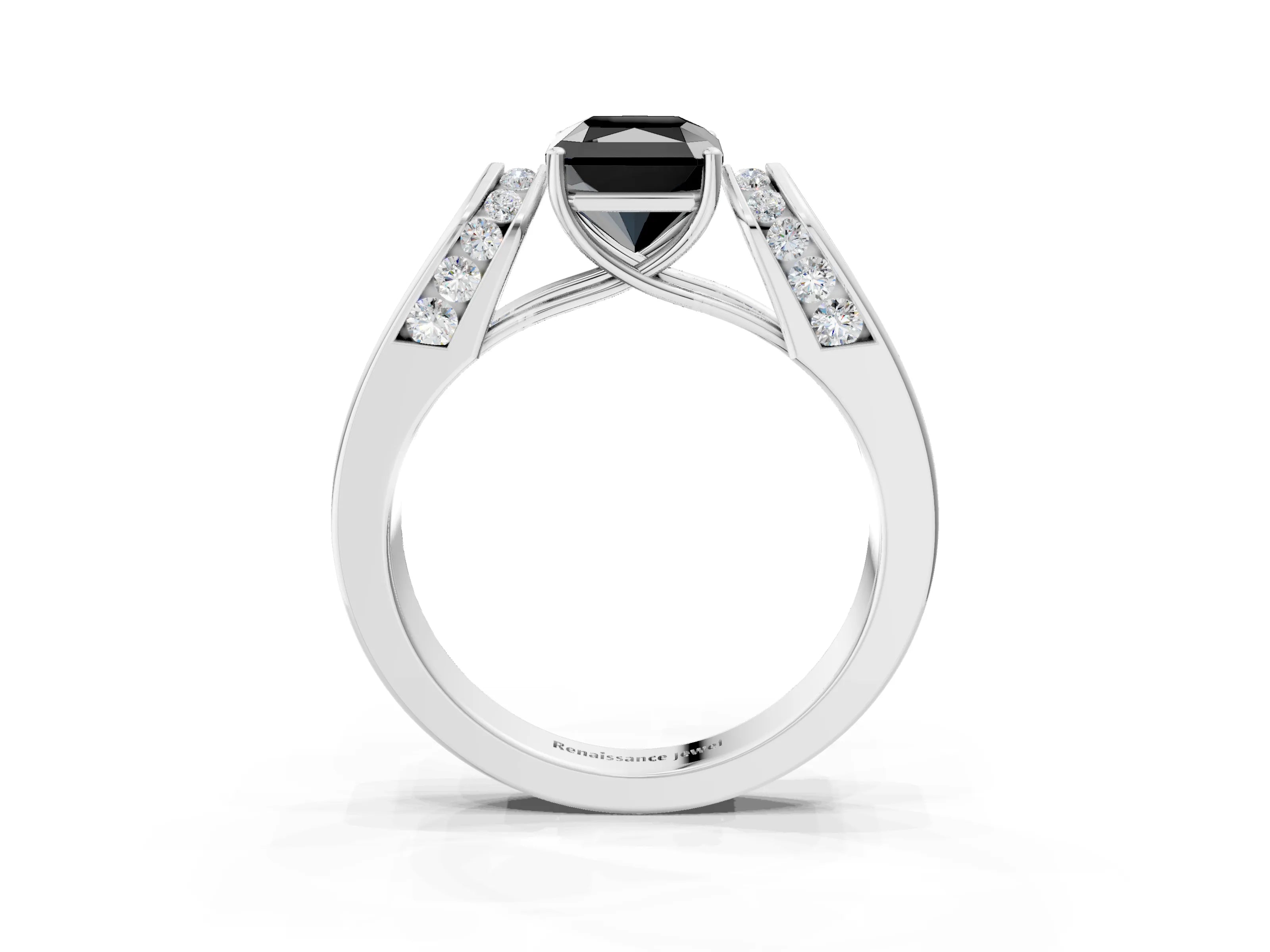 White gold Fancy Black Radiant Cut Cut Diamond Channel Set Solitaire Ring with Four-Prong Setting_39