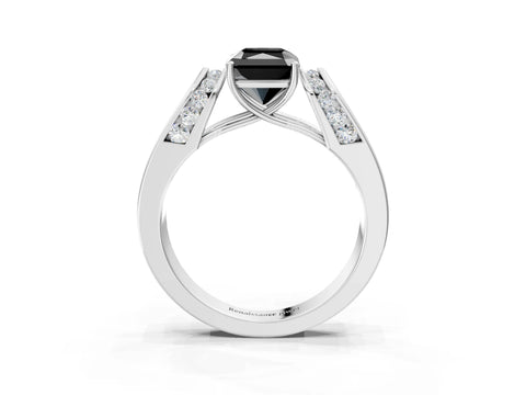 White gold Fancy Black Radiant Cut Cut Diamond Channel Set Solitaire Ring with Four-Prong Setting_39