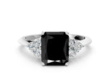 White gold Fancy Black Radiant Cut Cut Diamond Cluster Ring with Solitaire Band and Four-Prong Setting_48