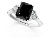 White gold Fancy Black Radiant Cut Cut Diamond Cluster Ring with Solitaire Band and Four-Prong Setting_49