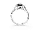 White gold Fancy Black Radiant Cut Cut Diamond Cluster Ring with Solitaire Band and Four-Prong Setting_51