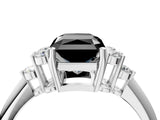 White gold Fancy Black Radiant Cut Cut Diamond Cluster Ring with Solitaire Band and Four-Prong Setting_52