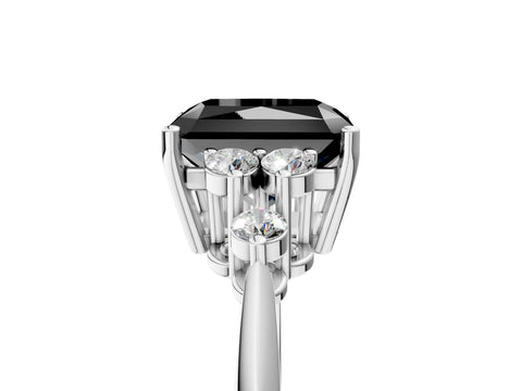 White gold Fancy Black Radiant Cut Cut Diamond Cluster Ring with Solitaire Band and Four-Prong Setting_5