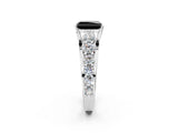 White gold Fancy Black Radiant Cut Cut Diamond Engagement Ring with Pavé Band and Four-Prong Setting_2