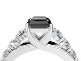 White gold Fancy Black Radiant Cut Cut Diamond Engagement Ring with Pavé Band and Four-Prong Setting_4