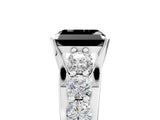 White gold Fancy Black Radiant Cut Cut Diamond Engagement Ring with Pavé Band and Four-Prong Setting_5