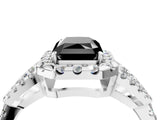 White gold Fancy Black Radiant Cut Cut Diamond Halo Engagement Ring with Open Split Pavé Band_4