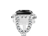 White gold Fancy Black Radiant Cut Cut Diamond Halo Engagement Ring with Open Split Pavé Band_5