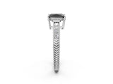 White gold Fancy Black Radiant Cut Cut Diamond Milgrain Pave Band Four-Prong Setting Ring_17