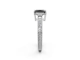 White gold Fancy Black Radiant Cut Cut Diamond Milgrain Pave Band Four-Prong Setting Ring_23