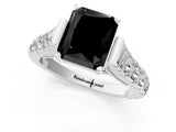 White gold Fancy Black Radiant Cut Cut Diamond Pavé Band Solitaire with Four-Prong Setting_1