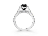 White gold Fancy Black Radiant Cut Cut Diamond Pavé Band Solitaire with Four-Prong Setting_3
