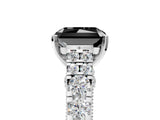White gold Fancy Black Radiant Cut Cut Diamond Pavé Band Solitaire with Four-Prong Setting_5