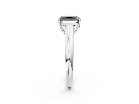 White gold Fancy Black Radiant Cut Cut Diamond Solitaire Engagement Ring with Tapered Plain Band and Four-Prong Setting_14