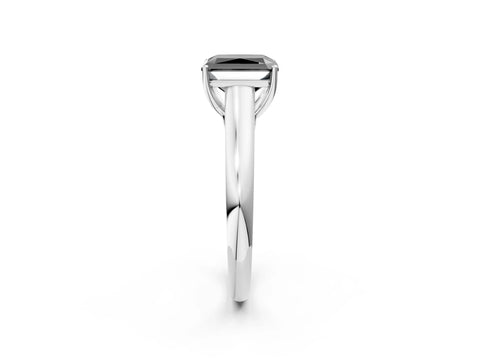White gold Fancy Black Radiant Cut Cut Diamond Solitaire Engagement Ring with Tapered Plain Band and Four-Prong Setting_2