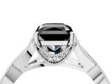 White gold Fancy Black Radiant Cut Cut Diamond Twisted Band with Milgrain Pave Setting and Four-Prong Setting_17