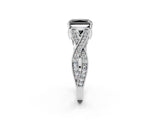 White gold Fancy Black Radiant Cut Cut Diamond Twisted Band with Milgrain Pave Setting and Four-Prong Setting_2