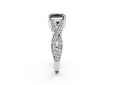 White gold Fancy Black Radiant Cut Cut Diamond Twisted Band with Milgrain Pave Setting and Four-Prong Setting_2