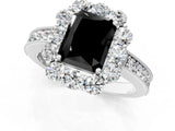 White gold Fancy Black Radiant Cut Cut Halo Diamond Pavé Engagement Ring with Milgrain Detailing_13
