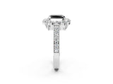 White gold Fancy Black Radiant Cut Cut Halo Diamond Pavé Engagement Ring with Milgrain Detailing_14
