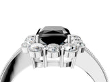 White gold Fancy Black Radiant Cut Cut Halo Diamond Pavé Engagement Ring with Milgrain Detailing_16