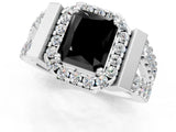 White gold Fancy Black Radiant Cut Cut Halo Split Shank Prong Set Ring_1