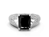 White gold Fancy Black Radiant Cut Cut Milgrain Pave Diamond Engagement Ring with Four-Prong Setting_27
