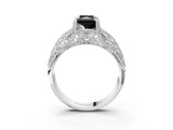 White gold Fancy Black Radiant Cut Cut Milgrain Pave Diamond Engagement Ring with Four-Prong Setting_30