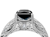 White gold Fancy Black Radiant Cut Cut Milgrain Pave Diamond Engagement Ring with Four-Prong Setting_31