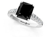 White gold Fancy Black Radiant Cut Cut Pavé Band Solitaire Ring with Four-Prong Setting_1