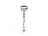 White gold Fancy Black Radiant Cut Cut Pavé Band Solitaire Ring with Four-Prong Setting_2