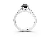 White gold Fancy Black Radiant Cut Cut Pavé Band Solitaire Ring with Four-Prong Setting_3