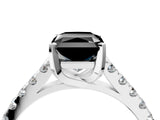 White gold Fancy Black Radiant Cut Cut Pavé Band Solitaire Ring with Four-Prong Setting_4