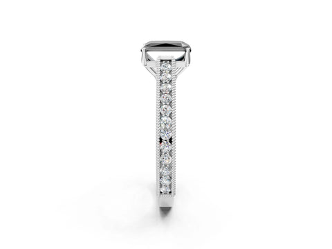 White gold Fancy Black Radiant Cut Cut Pave Band Milgrain Solitaire Ring_20