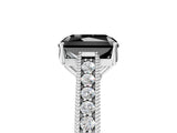 White gold Fancy Black Radiant Cut Cut Pave Band Milgrain Solitaire Ring_5