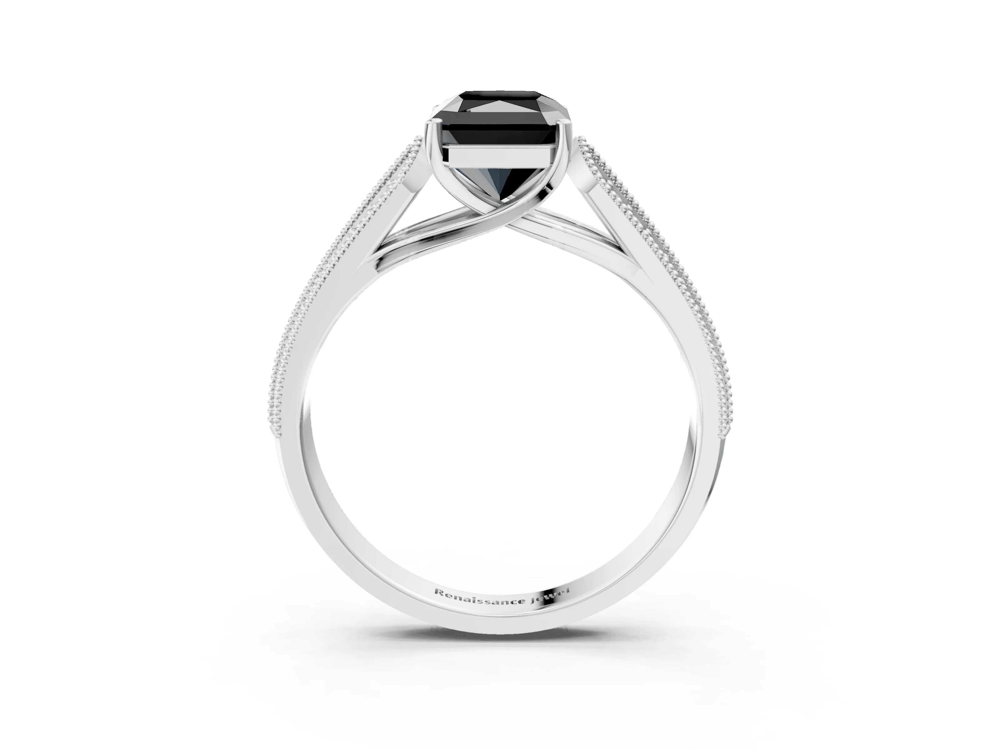 White gold Fancy Black Radiant Cut Cut Pave Split Shank Engagement Ring with Four-Prong Setting_15