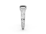White gold Fancy Black Radiant Cut Cut Solitaire Engraved Band with Four-Prong Setting_2