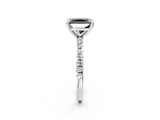 White gold Fancy Black Radiant Cut Diamond Brilliant Solitaire Ring with Pavé Band and Four-Prong Setting_14