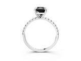 White gold Fancy Black Radiant Cut Diamond Brilliant Solitaire Ring with Pavé Band and Four-Prong Setting_15