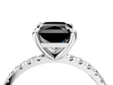 White gold Fancy Black Radiant Cut Diamond Brilliant Solitaire Ring with Pavé Band and Four-Prong Setting_16