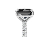 White gold Fancy Black Radiant Cut Diamond Brilliant Solitaire Ring with Pavé Band and Four-Prong Setting_17