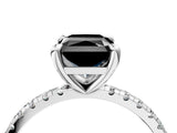 White gold Fancy Black Radiant Cut Diamond Brilliant Solitaire Ring with Pavé Band and Four-Prong Setting_28