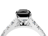 White gold Fancy Black Radiant Cut Diamond Cathedral Solitaire Ring with Round  Pavé Band_40
