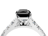 White gold Fancy Black Radiant Cut Diamond Cathedral Solitaire Ring with Round  Pavé Band_46