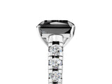 White gold Fancy Black Radiant Cut Diamond Cathedral Solitaire Ring with Round  Pavé Band_47
