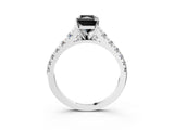 White gold Fancy Black Radiant Cut Diamond Cathedral Solitaire Ring with Round  Pavé Band_63