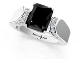 White gold Fancy Black Radiant Cut Diamond Channel Set Solitaire Ring with Four-Prong Setting_13