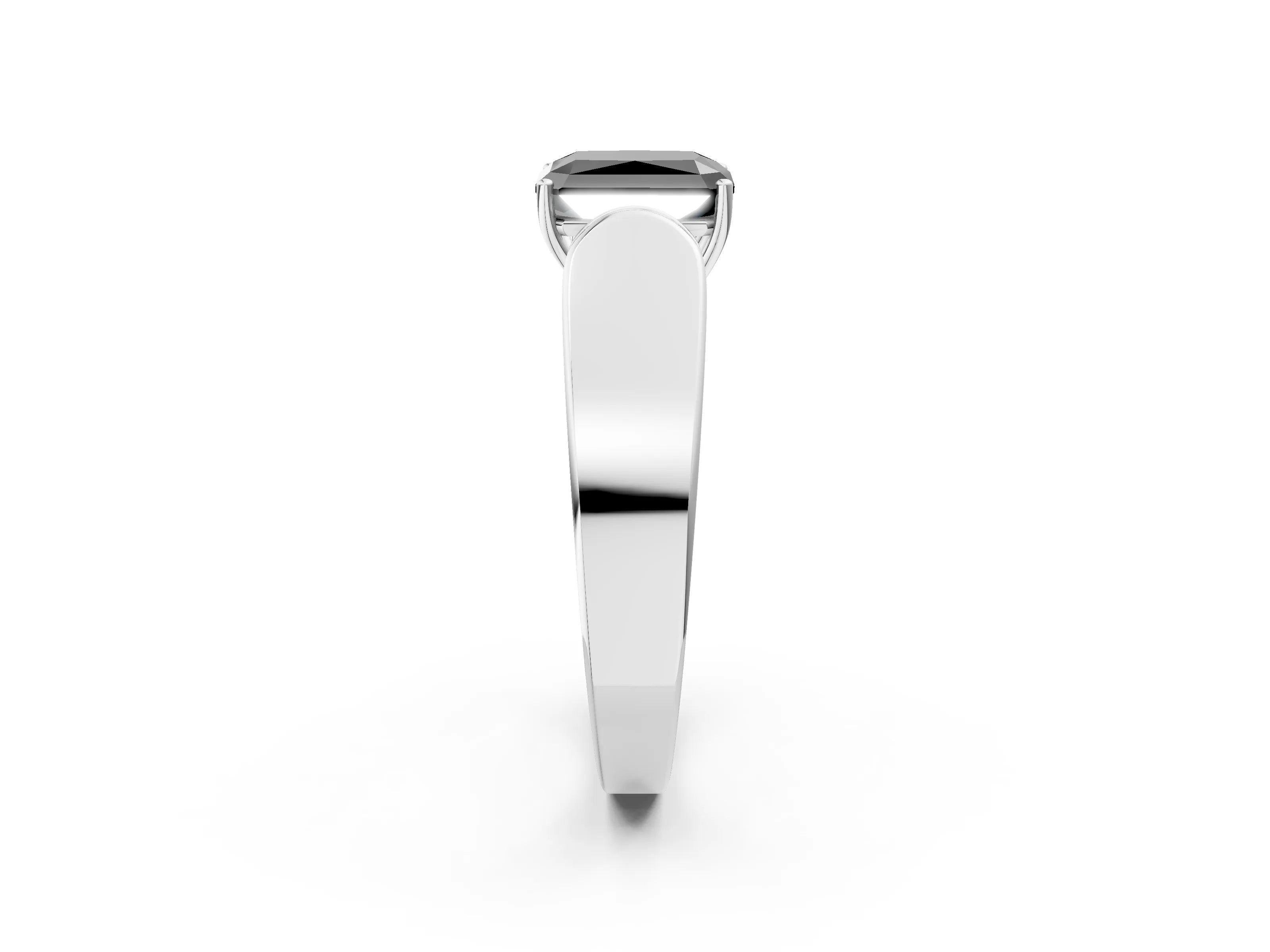 White gold Fancy Black Radiant Cut Diamond Channel Set Solitaire Ring with Four-Prong Setting_14
