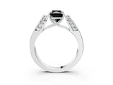 White gold Fancy Black Radiant Cut Diamond Channel Set Solitaire Ring with Four-Prong Setting_15