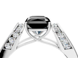 White gold Fancy Black Radiant Cut Diamond Channel Set Solitaire Ring with Four-Prong Setting_16